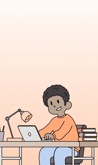 Line Illustration of a person writing on their laptop, using Engram