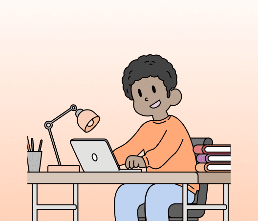 Line Illustration of a person writing on their laptop, using Engram