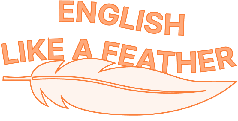 ENGLISH LIKE A FEATHER letters with feather illust